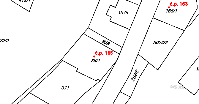Fojtovice 115, Krupka na parcele st. 89/1 v KÚ Fojtovice u Krupky, Katastrální mapa