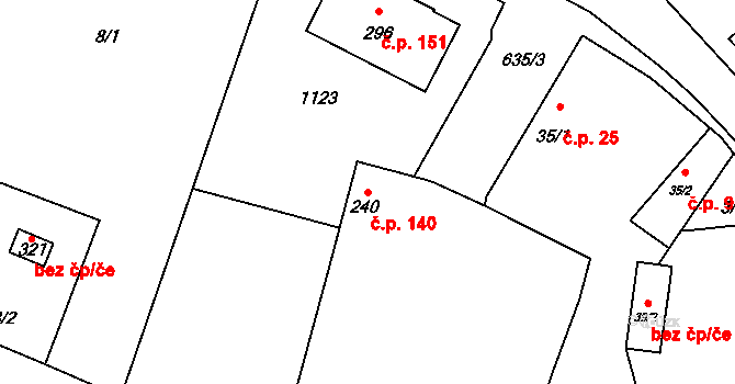 Struhy 140, Čachovice na parcele st. 240 v KÚ Struhy, Katastrální mapa