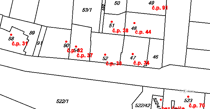 Veleslavín 33, Praha na parcele st. 52 v KÚ Veleslavín, Katastrální mapa