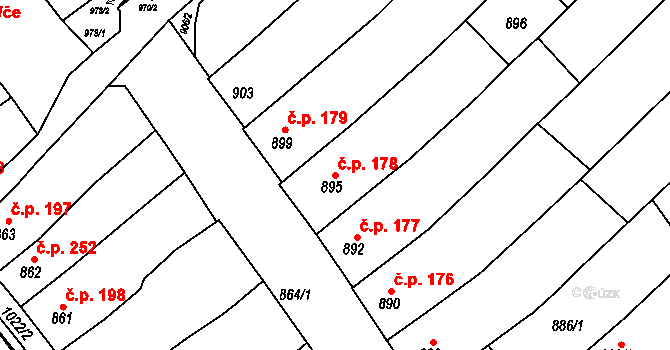 Nosislav 178 na parcele st. 895 v KÚ Nosislav, Katastrální mapa