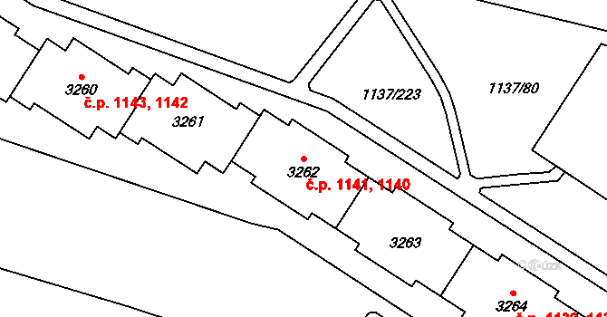 Bolevec 1140,1141, Plzeň na parcele st. 3263 v KÚ Bolevec, Katastrální mapa