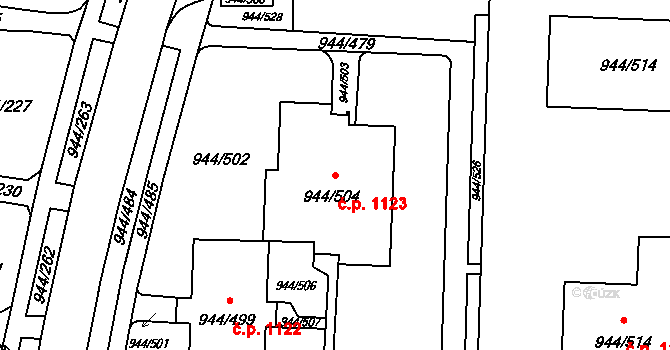 Šumbark 1123, Havířov na parcele st. 944/504 v KÚ Šumbark, Katastrální mapa