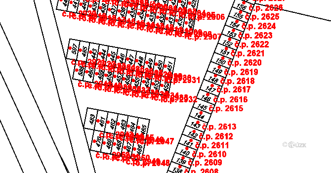 Brníčko 2932, Uničov na parcele st. 452 v KÚ Brníčko, Katastrální mapa