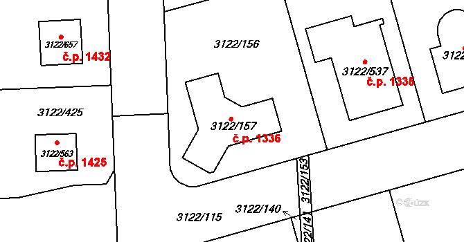 Pohořelice 1336 na parcele st. 3122/157 v KÚ Pohořelice nad Jihlavou, Katastrální mapa