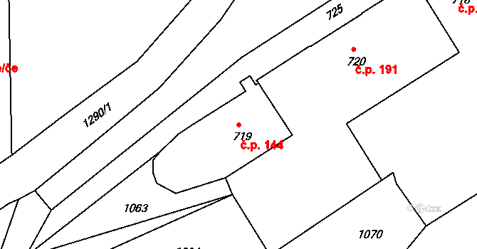 Břidličná 144 na parcele st. 719 v KÚ Břidličná, Katastrální mapa
