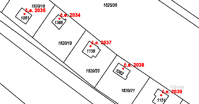 Horažďovice 2037 na parcele st. 1159 v KÚ Horažďovice, Katastrální mapa