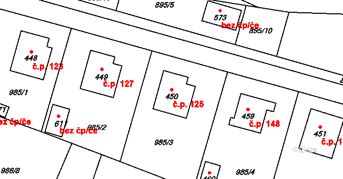 Pecerady 125, Týnec nad Sázavou na parcele st. 450 v KÚ Pecerady, Katastrální mapa