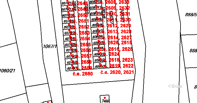 Zlín 2618,2623 na parcele st. 6080/3 v KÚ Zlín, Katastrální mapa