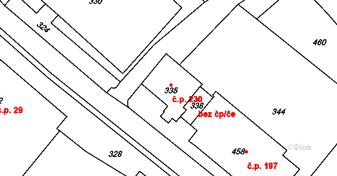 Velká Losenice 230 na parcele st. 335 v KÚ Velká Losenice, Katastrální mapa