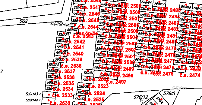 Bludovice 2519, Havířov na parcele st. 580/44 v KÚ Bludovice, Katastrální mapa
