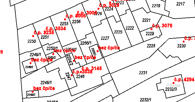 Chomutov 39103196 na parcele st. 2255/2 v KÚ Chomutov II, Katastrální mapa