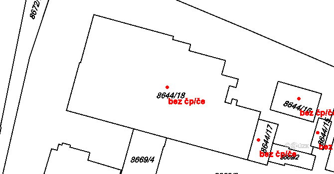 Plzeň 39734196 na parcele st. 8644/18 v KÚ Plzeň, Katastrální mapa