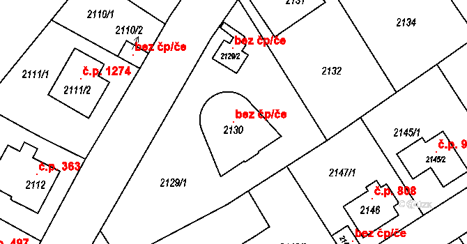 Praha 40485196 na parcele st. 2130 v KÚ Radotín, Katastrální mapa
