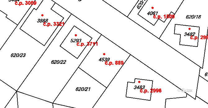 Zlín 859 na parcele st. 4539 v KÚ Zlín, Katastrální mapa