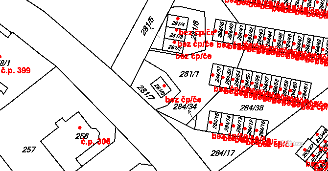 Liberec 42192196 na parcele st. 281/6 v KÚ Růžodol I, Katastrální mapa