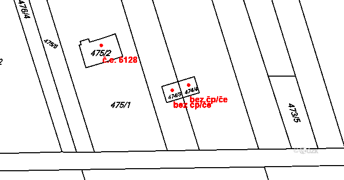 Znojmo 47504196 na parcele st. 474/3 v KÚ Znojmo-Louka, Katastrální mapa