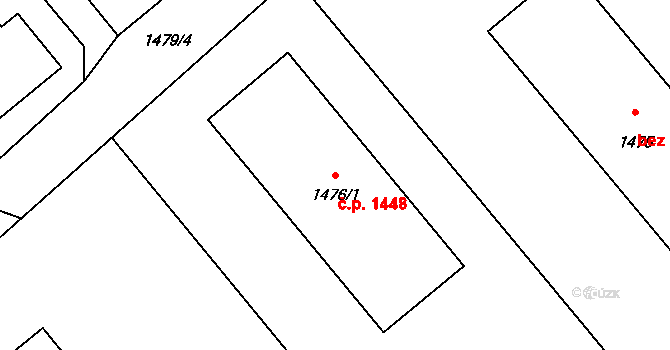Zubří 1448 na parcele st. 1476/1 v KÚ Zubří, Katastrální mapa