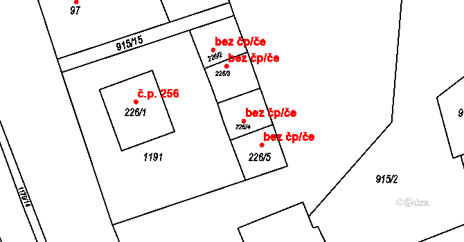 Chvalčov 48812196 na parcele st. 226/4 v KÚ Chvalčov, Katastrální mapa