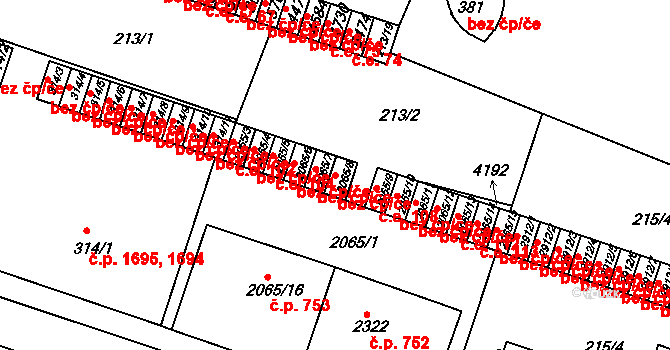 Rakovník 49130196 na parcele st. 2065/8 v KÚ Rakovník, Katastrální mapa