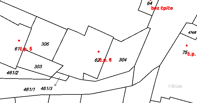 Janov 6, Roudná na parcele st. 62 v KÚ Roudná nad Lužnicí, Katastrální mapa