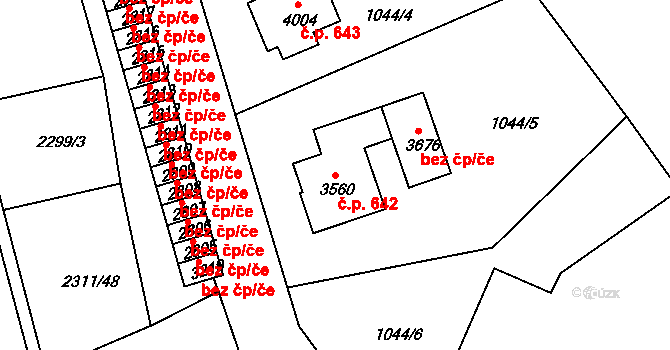 Týnské Předměstí 642, Domažlice na parcele st. 3560 v KÚ Domažlice, Katastrální mapa