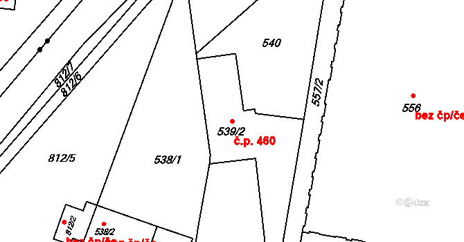Josefov 460, Jaroměř na parcele st. 539/2 v KÚ Josefov u Jaroměře, Katastrální mapa