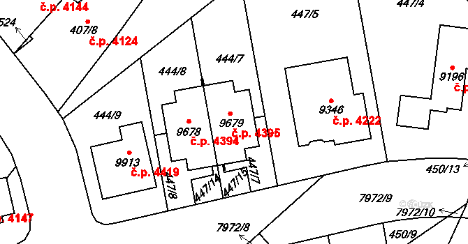 Hodonín 4395 na parcele st. 9679 v KÚ Hodonín, Katastrální mapa