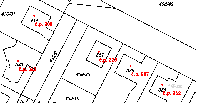 Opatovice nad Labem 325 na parcele st. 581 v KÚ Opatovice nad Labem, Katastrální mapa