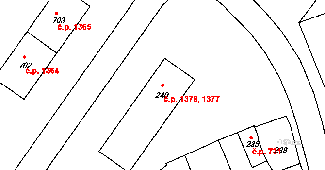 Příbor 1377,1378 na parcele st. 240 v KÚ Příbor, Katastrální mapa