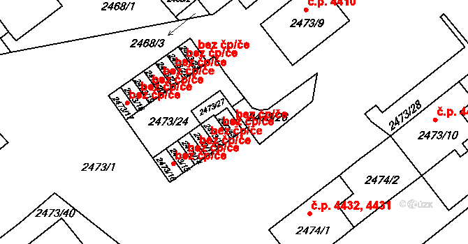 Chomutov 88242196 na parcele st. 2473/43 v KÚ Chomutov II, Katastrální mapa
