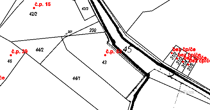 Kaštice 53, Podbořany na parcele st. 43 v KÚ Kaštice, Katastrální mapa