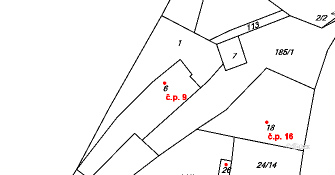 Veselice 9, Havlíčkův Brod na parcele st. 6 v KÚ Veselice u Havlíčkova Brodu, Katastrální mapa