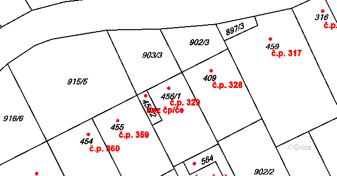 Křepice 329 na parcele st. 456/1 v KÚ Křepice u Hustopečí, Katastrální mapa