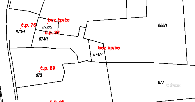 Dýšina 107840197 na parcele st. 674/2 v KÚ Dýšina, Katastrální mapa