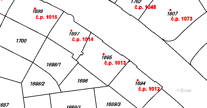 Znojmo 1013 na parcele st. 1695 v KÚ Znojmo-město, Katastrální mapa