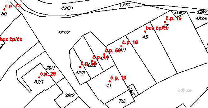 Přerov XI-Vinary 58, Přerov na parcele st. 42/1 v KÚ Vinary u Přerova, Katastrální mapa