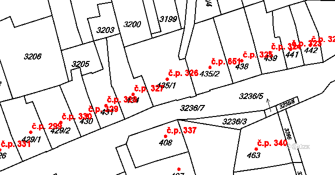 Tovačov I-Město 326, Tovačov na parcele st. 435/1 v KÚ Tovačov, Katastrální mapa