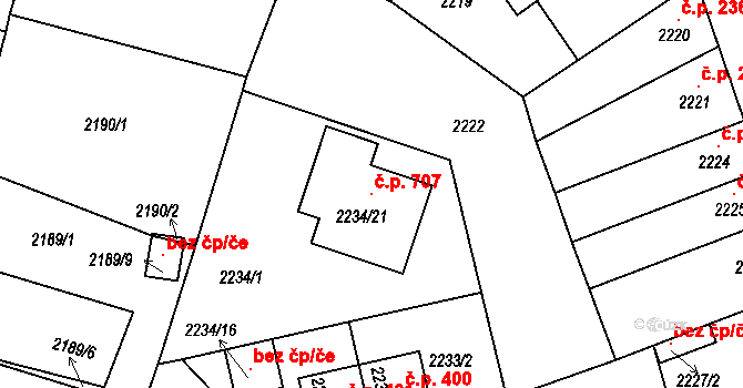 Příbram III 707, Příbram na parcele st. 2234/21 v KÚ Příbram, Katastrální mapa