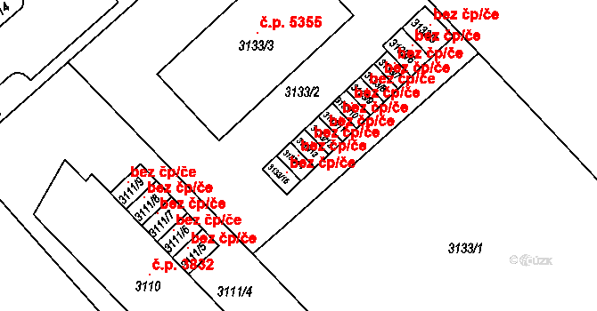 Chomutov 119278197 na parcele st. 3133/14 v KÚ Chomutov I, Katastrální mapa