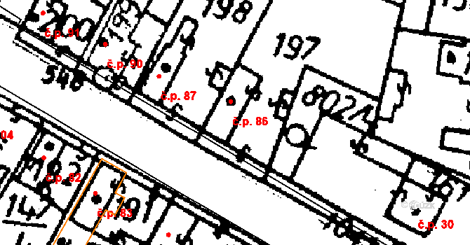 Vanovice 86, Všejany na parcele st. 197 v KÚ Všejany, Katastrální mapa