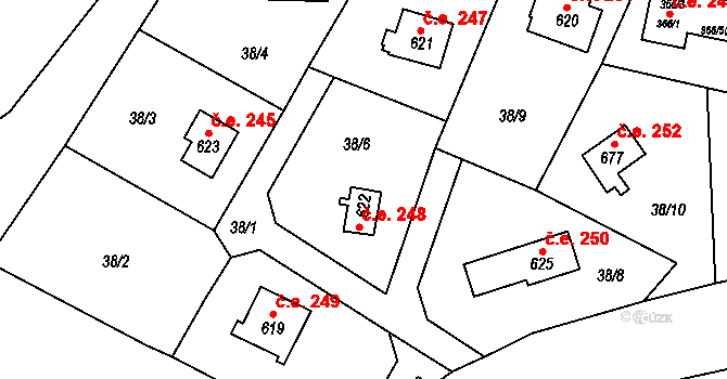 Louňovice 248 na parcele st. 622 v KÚ Louňovice, Katastrální mapa