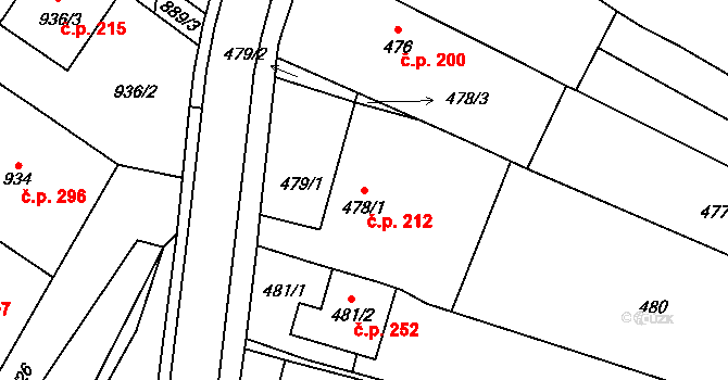 Chudčice 212 na parcele st. 478/1 v KÚ Chudčice, Katastrální mapa