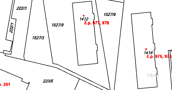 Polná 976,977 na parcele st. 1412 v KÚ Polná, Katastrální mapa