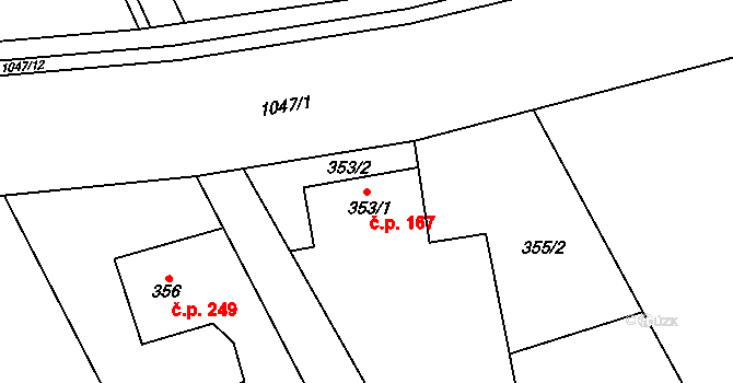 Krmelín 167 na parcele st. 353/1 v KÚ Krmelín, Katastrální mapa