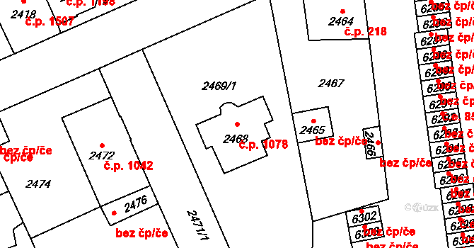 Kročehlavy 1078, Kladno na parcele st. 2468 v KÚ Kročehlavy, Katastrální mapa