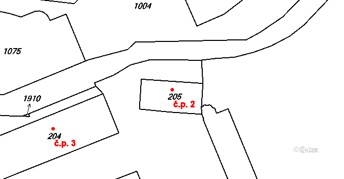Sychrov 2 na parcele st. 205 v KÚ Radostín u Sychrova, Katastrální mapa