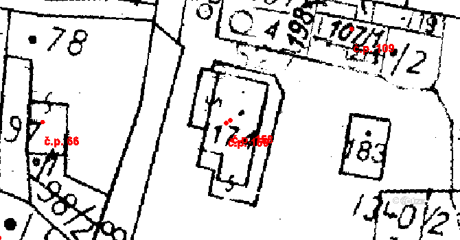 Dlouhý Újezd 158 na parcele st. 183 v KÚ Dlouhý Újezd, Katastrální mapa