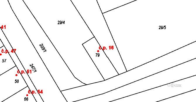 Žerůvky 16, Bystročice na parcele st. 79 v KÚ Žerůvky, Katastrální mapa