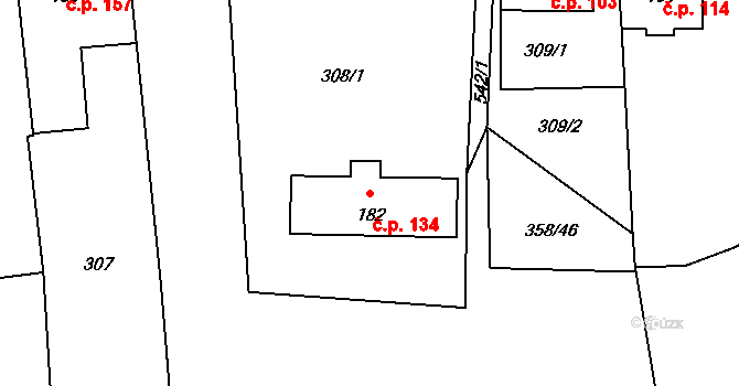 Ševětín 134 na parcele st. 182 v KÚ Ševětín, Katastrální mapa