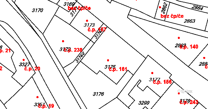 Mimoň I 161, Mimoň na parcele st. 3175 v KÚ Mimoň, Katastrální mapa